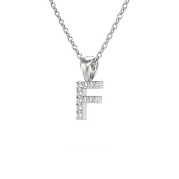 Collier Pendentif ADEN Lettre F Diamant Chaine Argent 925 incluse 0.72grs