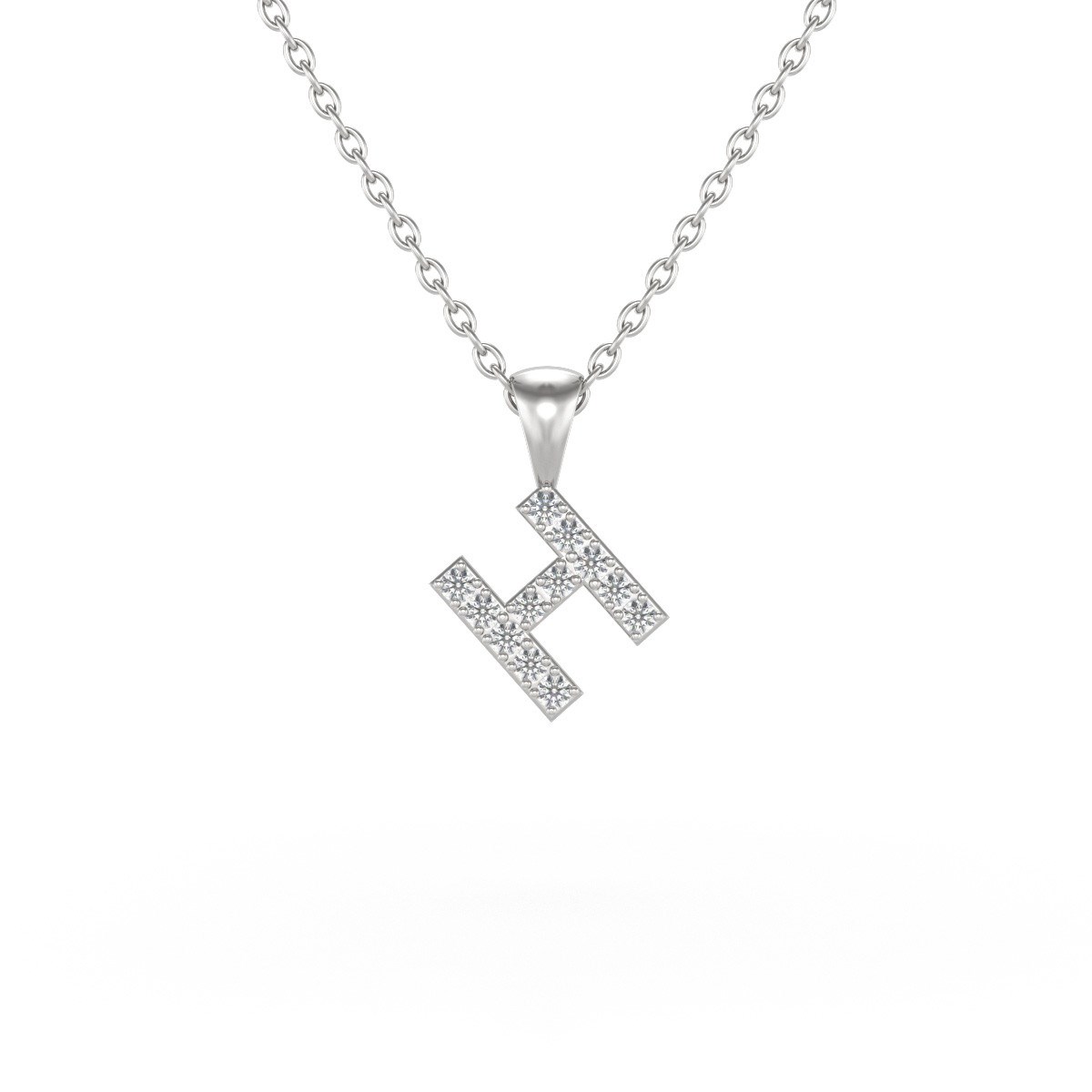 Collier Pendentif ADEN Lettre H Diamant Chaine Argent 925 incluse 0.72grs
