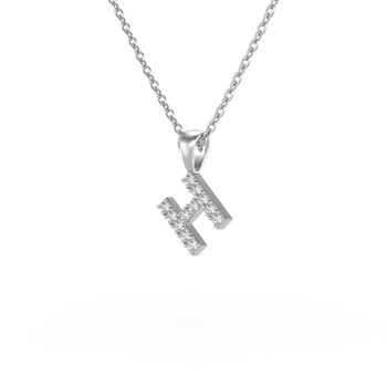 Collier Pendentif ADEN Lettre H Diamant Chaine Argent 925 incluse 0.72grs