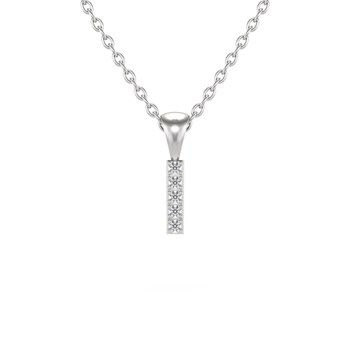 Collier Pendentif ADEN Lettre I Diamant Chaine Argent 925 incluse 0.72grs