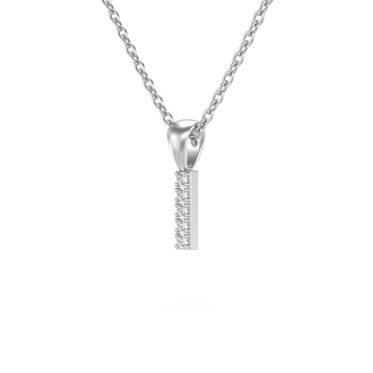 Collier Pendentif ADEN Lettre I Diamant Chaine Argent 925 incluse 0.72grs - vue 3