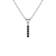 Collier Pendentif ADEN Lettre I Diamant Noir Chaine Argent 925 incluse 0.72grs
