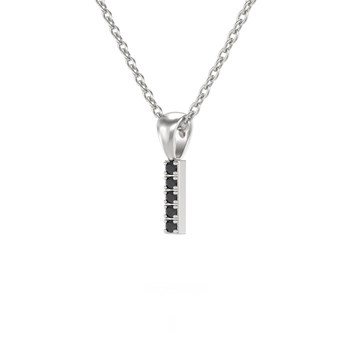 Collier Pendentif ADEN Lettre I Diamant Noir Chaine Argent 925 incluse 0.72grs