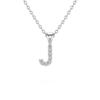 Collier Pendentif ADEN Lettre J Diamant Chaine Argent 925 incluse 0.72grs