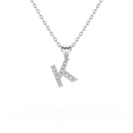 Collier Pendentif ADEN Lettre K Diamant Chaine Argent 925 incluse 0.72grs