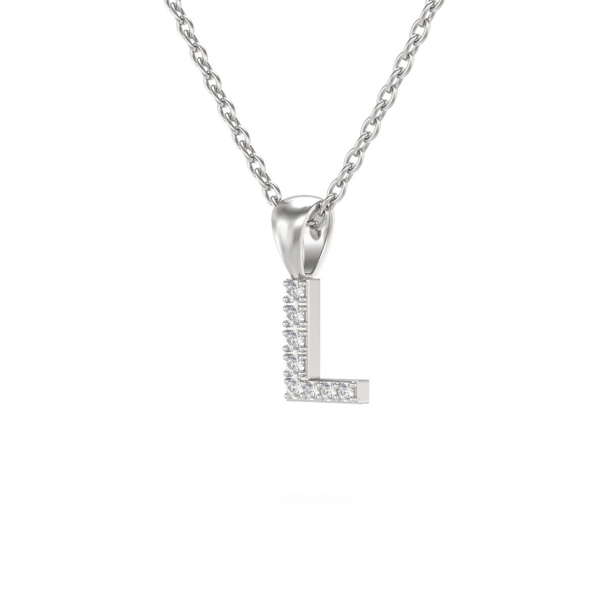 Collier Pendentif ADEN Lettre L Diamant Chaine Argent 925 incluse 0.72grs - vue 3