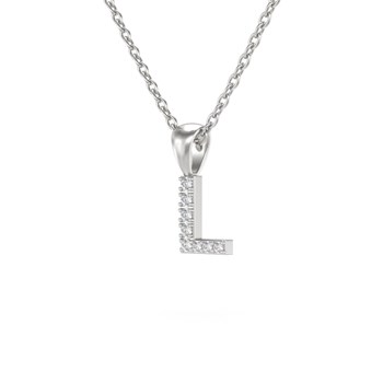 Collier Pendentif ADEN Lettre L Diamant Chaine Argent 925 incluse 0.72grs