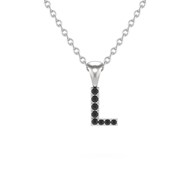 Collier Pendentif ADEN Lettre L Diamant Noir Chaine Argent 925 incluse 0.72grs
