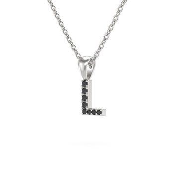 Collier Pendentif ADEN Lettre L Diamant Noir Chaine Argent 925 incluse 0.72grs