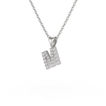 Collier Pendentif ADEN Lettre M Diamant Chaine Argent 925 incluse 0.72grs