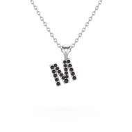 Collier Pendentif ADEN Lettre M Diamant Noir Chaine Argent 925 incluse 0.72grs