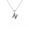 Collier Pendentif ADEN Lettre N Diamant Noir Chaine Argent 925 incluse 0.72grs - vue V1