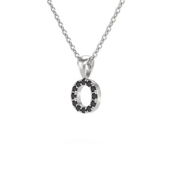Collier Pendentif ADEN Lettre O Diamant Noir Chaine Argent 925 incluse 0.72grs