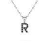 Collier Pendentif ADEN Lettre R Diamant Noir Chaine Argent 925 incluse 0.72grs - vue V1