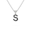 Collier Pendentif ADEN Lettre S Diamant Noir Chaine Argent 925 incluse 0.72grs - vue V1