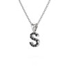 Collier Pendentif ADEN Lettre S Diamant Noir Chaine Argent 925 incluse 0.72grs - vue V3