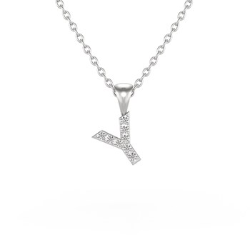 Collier Pendentif ADEN Lettre Y Diamant Chaine Argent 925 incluse 0.72grs