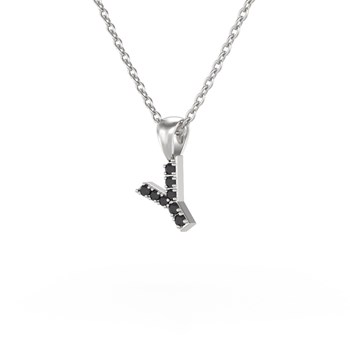 Collier Pendentif ADEN Lettre Y Diamant Noir Chaine Argent 925 incluse 0.72grs