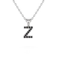 Collier Pendentif ADEN Lettre Z Diamant Noir Chaine Argent 925 incluse 0.72grs