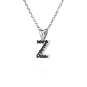Collier Pendentif ADEN Lettre Z Diamant Noir Chaine Argent 925 incluse 0.72grs