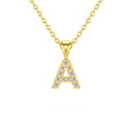 Collier Pendentif ADEN Lettre A Or 750 Jaune Diamant Chaine Or 750 incluse 0.72grs