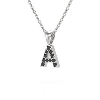 Necklace Pendant ADEN Letter A Gold 750 White Black Diamond Chain Gold 750 included 0.72grs
