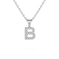 Collier Pendentif ADEN Lettre B Or 750 Blanc Diamant Chaine Or 750 incluse 0.72grs