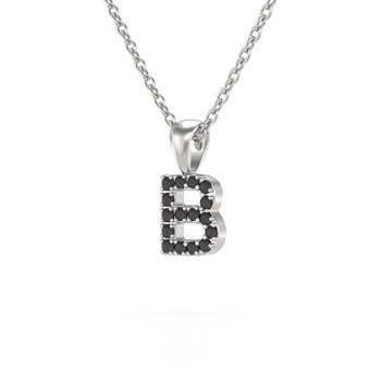 Necklace Pendant ADEN Letter B Gold 750 White Black Diamond Chain Gold 750 included 0.72grs