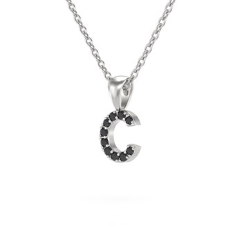 Necklace Pendant ADEN Letter C Gold 750 White Black Diamond Chain Gold 750 included 0.72grs