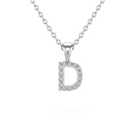 Collier Pendentif ADEN Lettre D Or 750 Blanc Diamant Chaine Or 750 incluse 0.72grs