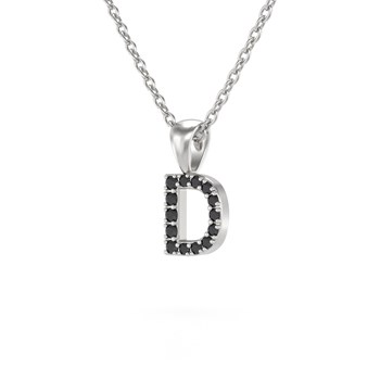 Necklace Pendant ADEN Letter D Gold 750 White Black Diamond Chain Gold 750 included 0.72grs