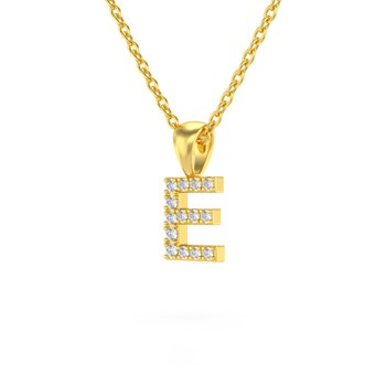 Collier Pendentif ADEN Lettre E Or 750 Jaune Diamant Chaine Or 750 incluse 0.72grs