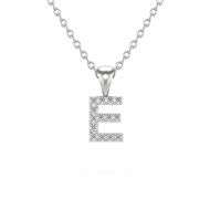 Collier Pendentif ADEN Lettre E Or 750 Blanc Diamant Chaine Or 750 incluse 0.72grs