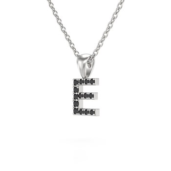 Necklace Pendant ADEN Letter E Gold 750 White Black Diamond Chain Gold 750 included 0.72grs