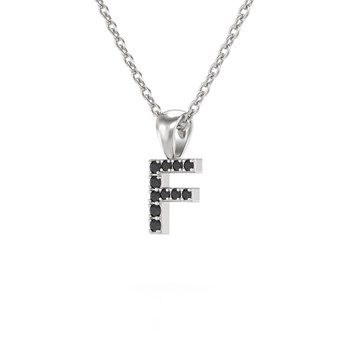 Necklace Pendant ADEN Letter F Gold 750 White Black Diamond Chain Gold 750 included 0.72grs