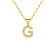 Collier Pendentif ADEN Lettre G Or 750 Jaune Diamant Chaine Or 750 incluse 0.72grs