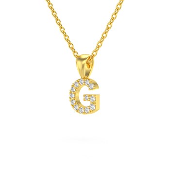 Collier Pendentif ADEN Lettre G Or 750 Jaune Diamant Chaine Or 750 incluse 0.72grs