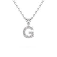 Collier Pendentif ADEN Lettre G Or 750 Blanc Diamant Chaine Or 750 incluse 0.72grs