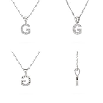 Collier Pendentif ADEN Lettre G Or 750 Blanc Diamant Chaine Or 750 incluse 0.72grs