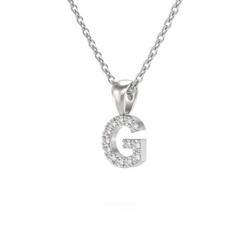 Collier Pendentif ADEN Lettre G Or 750 Blanc Diamant Chaine Or 750 incluse 0.72grs