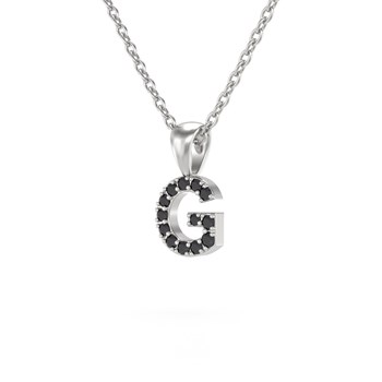 Necklace Pendant ADEN Letter G Gold 750 White Black Diamond Chain Gold 750 included 0.72grs