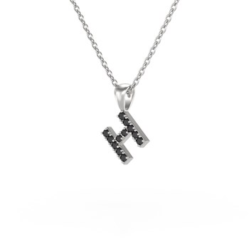 Necklace Pendant ADEN Letter H Gold 750 White Black Diamond Chain Gold 750 included 0.72grs