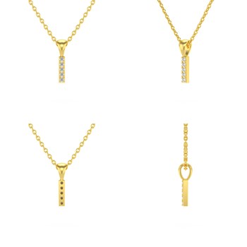 Collier Pendentif ADEN Lettre I Or 750 Jaune Diamant Chaine Or 750 incluse 0.72grs