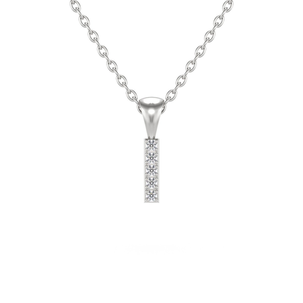 Collier Pendentif ADEN Lettre I Or 750 Blanc Diamant Chaine Or 750 incluse 0.72grs