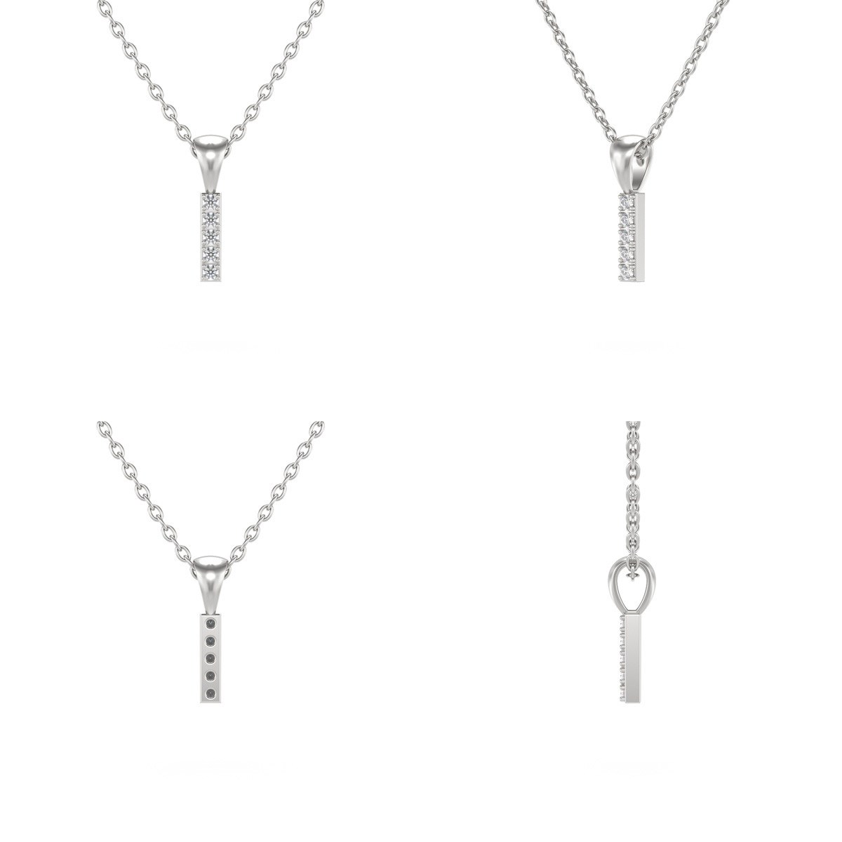 Collier Pendentif ADEN Lettre I Or 750 Blanc Diamant Chaine Or 750 incluse 0.72grs - vue 2