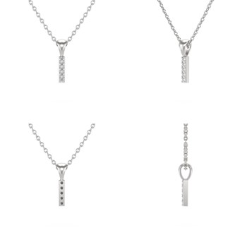 Collier Pendentif ADEN Lettre I Or 750 Blanc Diamant Chaine Or 750 incluse 0.72grs