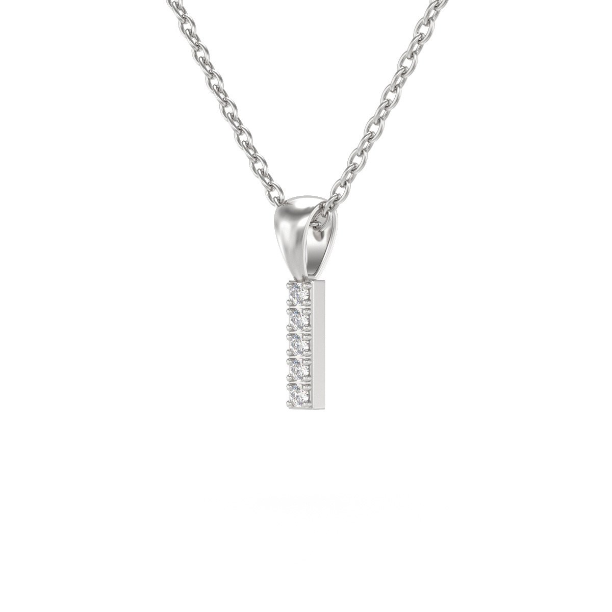 Collier Pendentif ADEN Lettre I Or 750 Blanc Diamant Chaine Or 750 incluse 0.72grs - vue 3