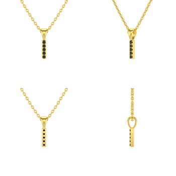 Necklace Pendant ADEN Letter I Gold 750 Yellow Black Diamond Chain Gold 750 included 0.72grs
