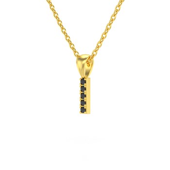 Necklace Pendant ADEN Letter I Gold 750 Yellow Black Diamond Chain Gold 750 included 0.72grs