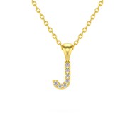 Collier Pendentif ADEN Lettre J Or 750 Jaune Diamant Chaine Or 750 incluse 0.72grs